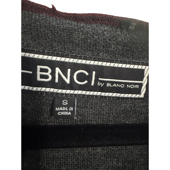 BNCI By Blanc Noir Hooded *READ* Sweater Cardigan Small Maroon Open Wool #5137 - Picture 8 of 12